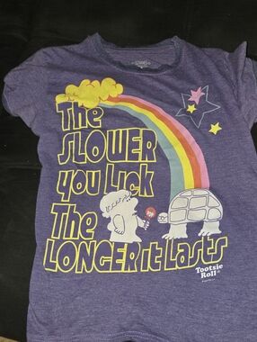 The SLOWER YOU LICK- Tootsie Roll Graphic Tee - Rainbow Tortoise Design